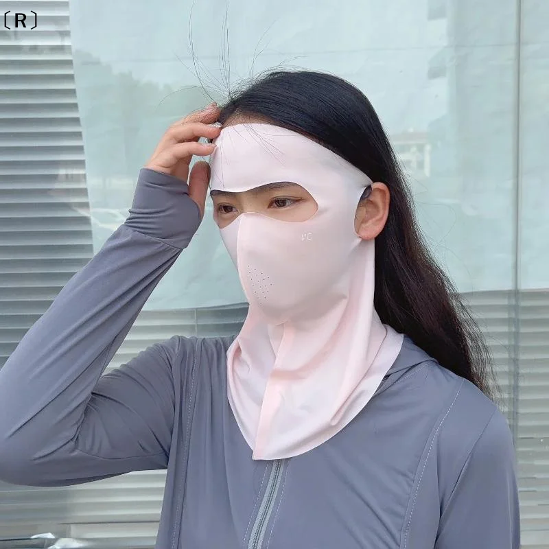 

〔R〕Women Summer UV Protection Neck Scarf Ice Silk Face Mask Cover Outdoor Sports Cycling Sunscreen Dustproof