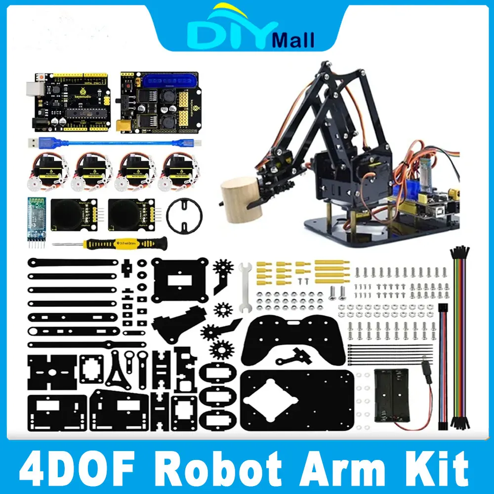 

4DOF Robot Arm Kit Keyestudio with PS2 Controller DIY Programmable Mechanical Claw for Arduino STEM Learning & Coding