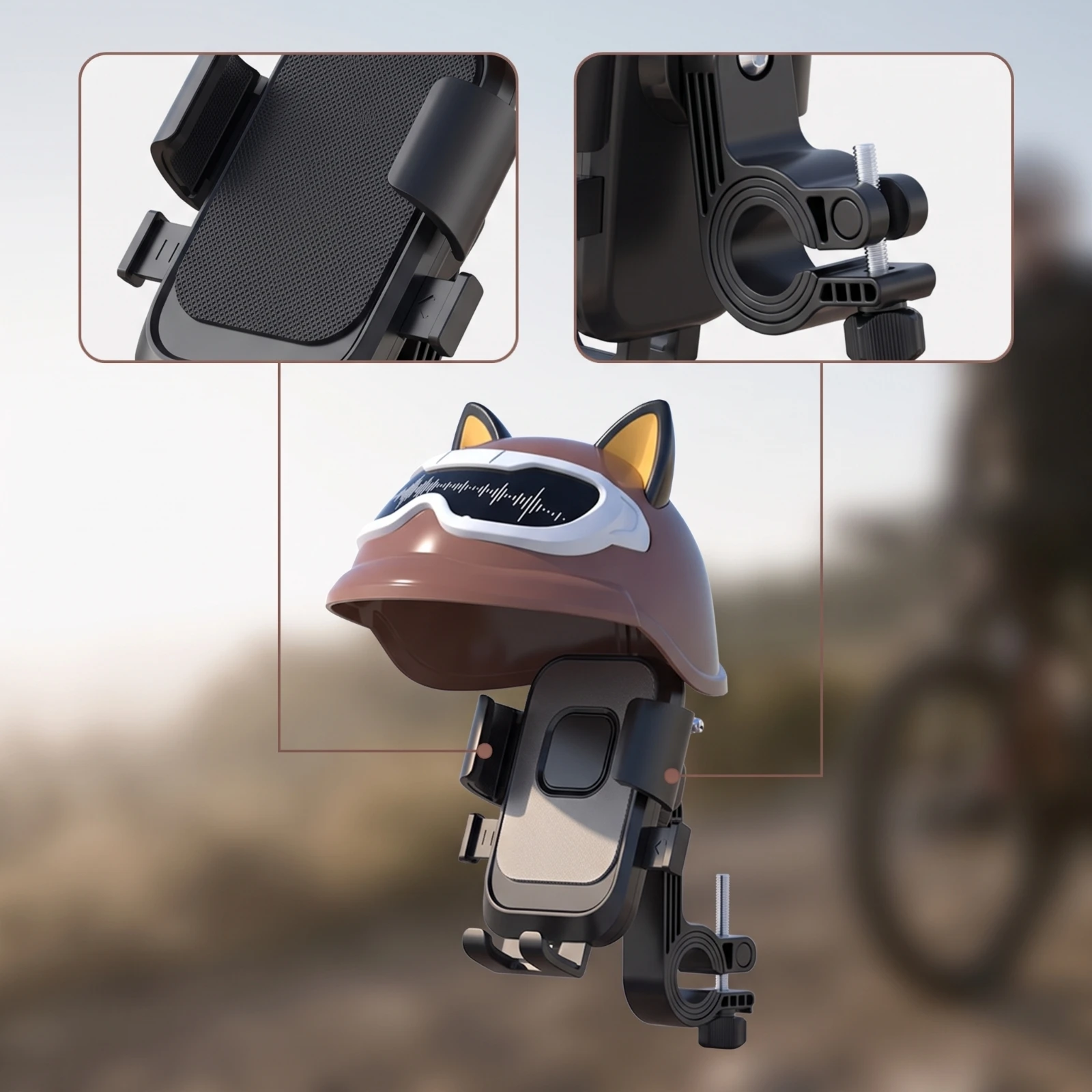 Motorcycle Phone Holder Rotating Phone Holder with Helmet Hood Rotatable Padded for Motorcyclists, Motorcycles, Navigation