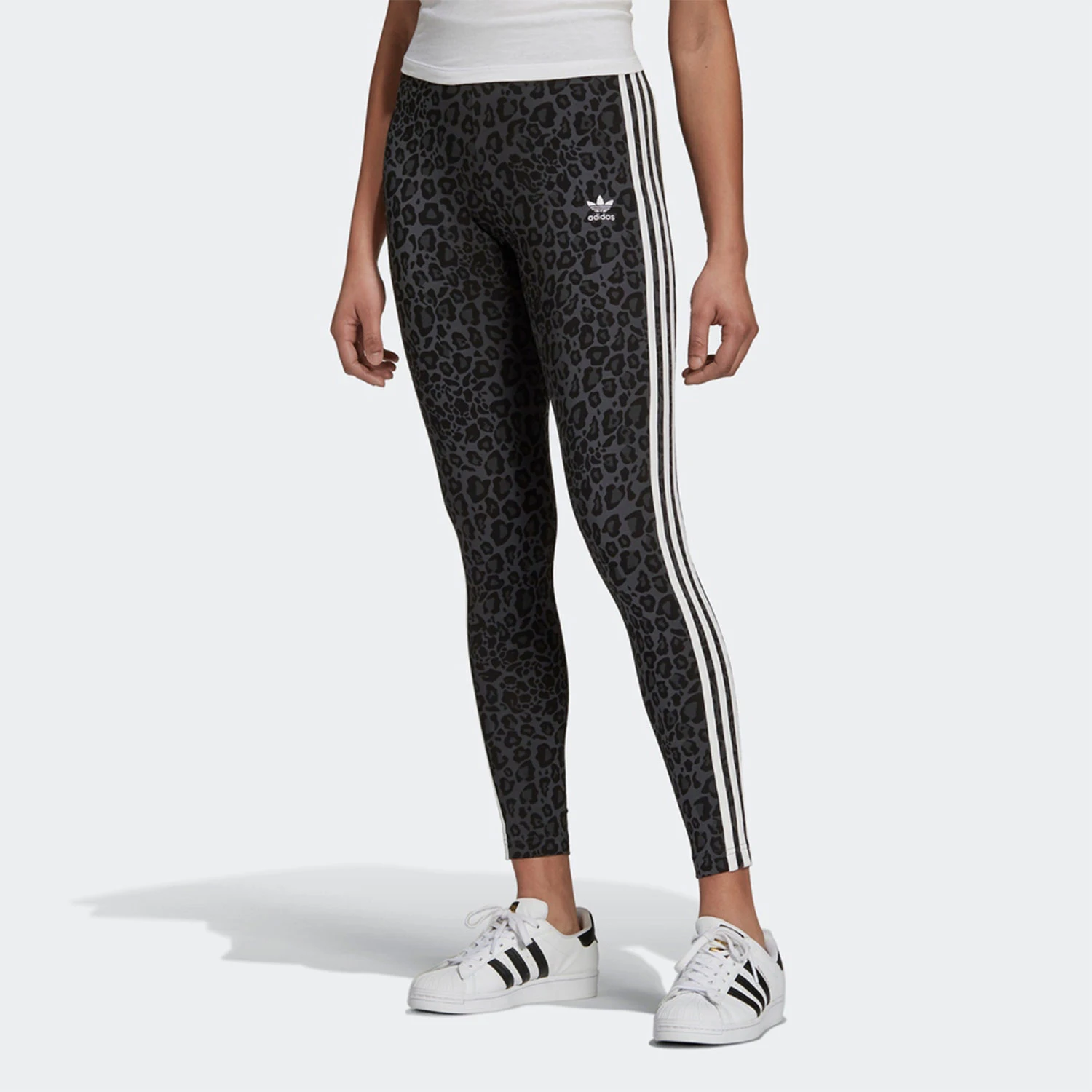 Adidas genuine clover women's leopard print sports tight pants HB4769