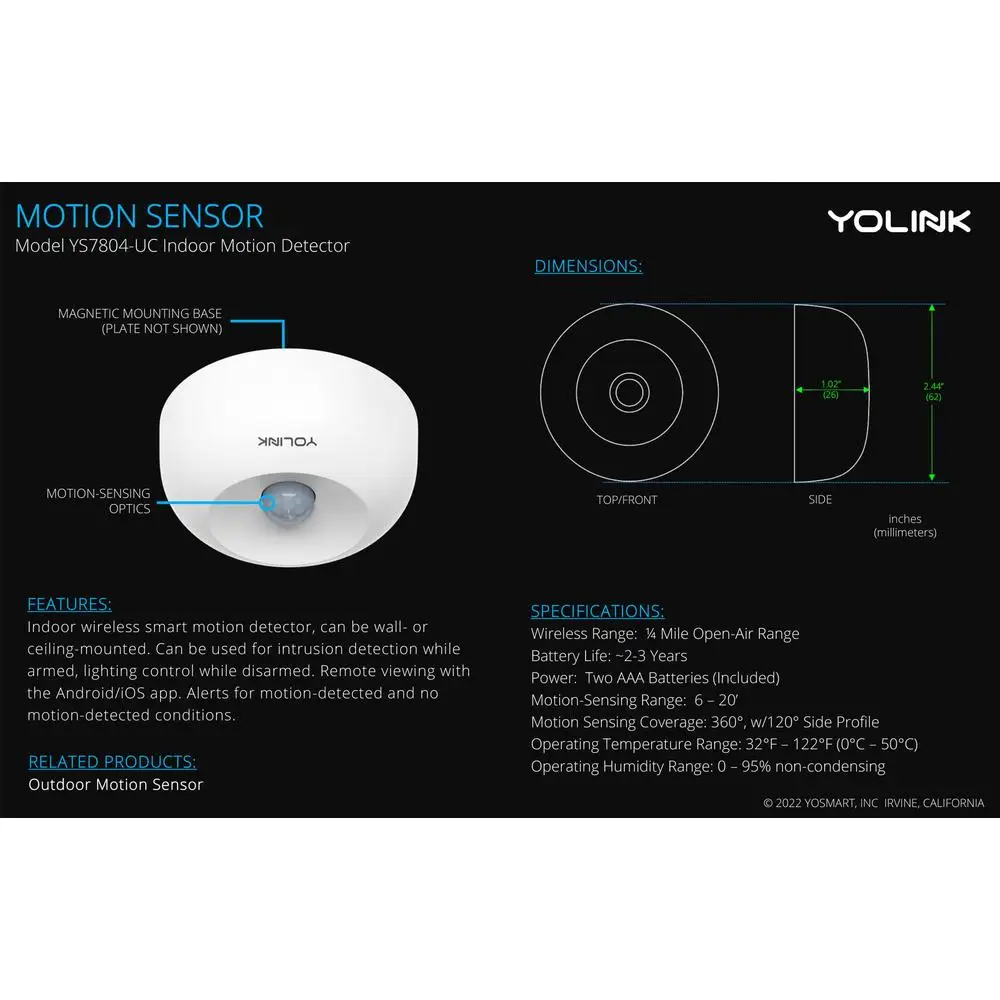 Detector de sensor de movimento inteligente alcance sem fio longo alexa ifttt app assistente 1000ft alcance detecção assistente casa quintal segurança