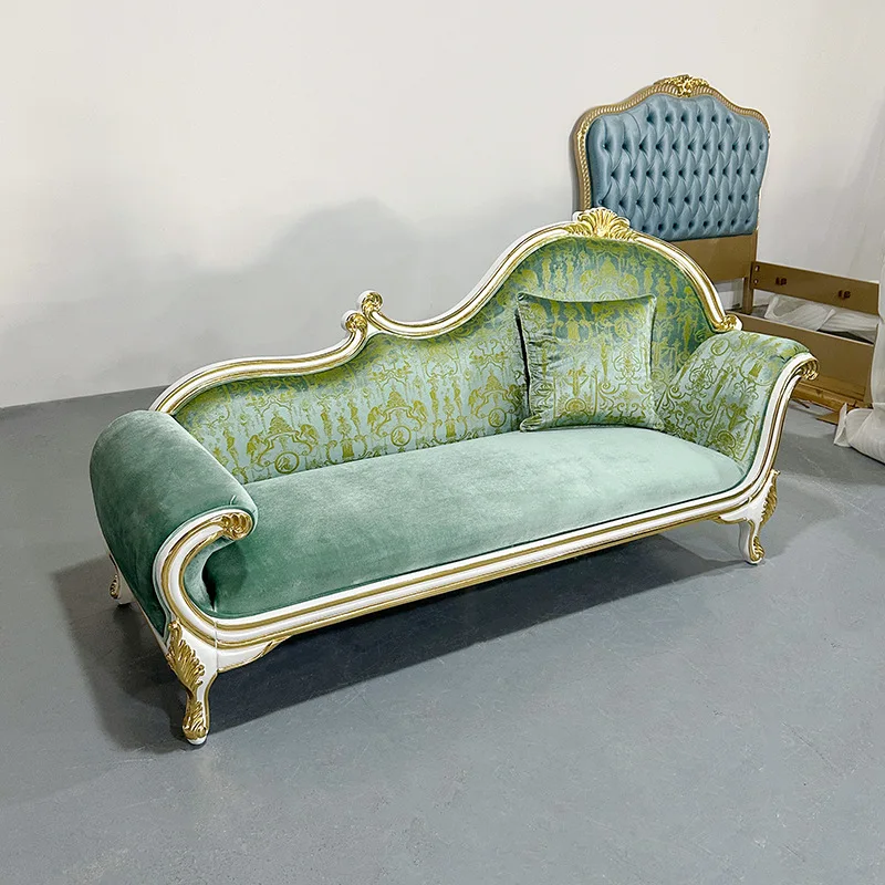 

Стул принцессы из французской ткани, европейский диван из цельного дерева, зеленое кресло с вышивкой