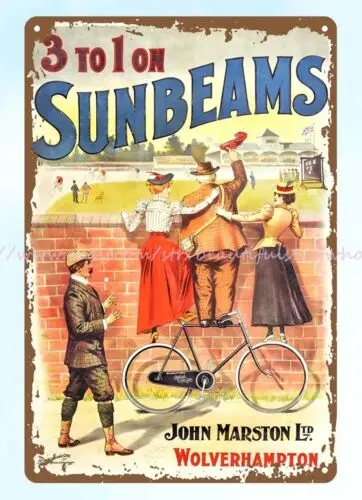 cottage shop vintage repro Sunbeams Bicycle Chain Art Nouveau metal tin sign