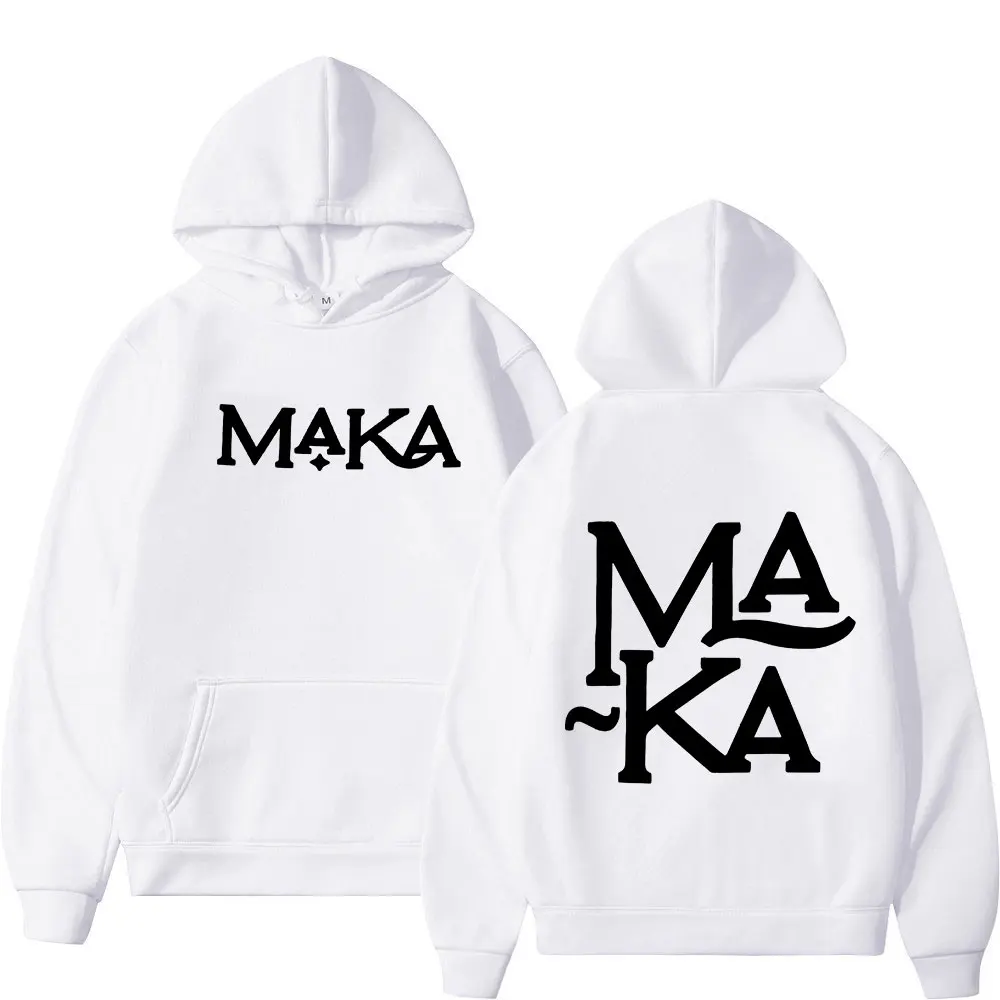 2026 New Spanish Rapper MAKA Hoodie Men Women Double Sided Print Hooded Sweatshirt Hip Hop Streetwear Casual Oversized Pullover