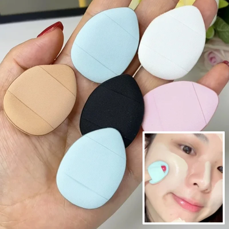 5/10pc mini tamanho dedo maquiagem puff conjunto almofada profissional cosméticos puff corretivo fundação detalhe maquiagem esponja ferramenta de beleza