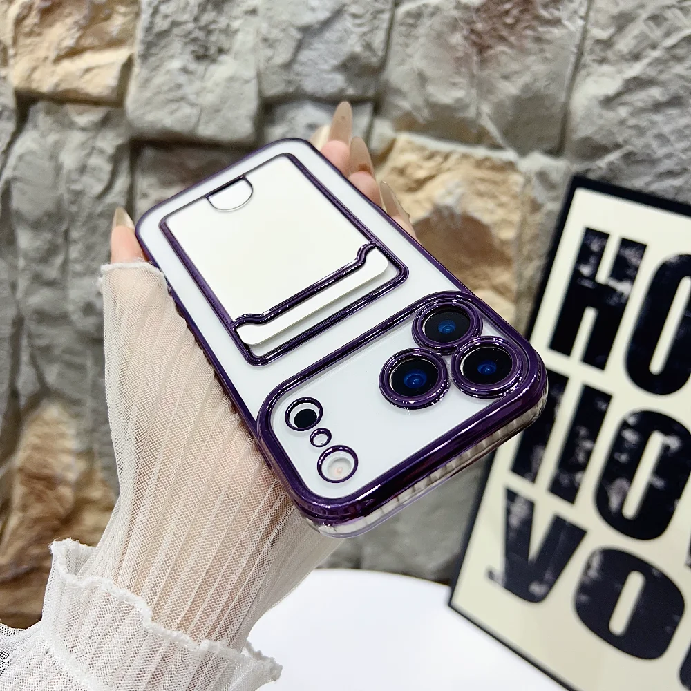 الفاخرة لينة تصفيح حامل بطاقة حقيبة الحال بالنسبة آيفون 17 الهواء 16 15 14 زائد 13 12 11 برو ماكس 16e واضح للصدمات فتحة المحفظة غطاء #4