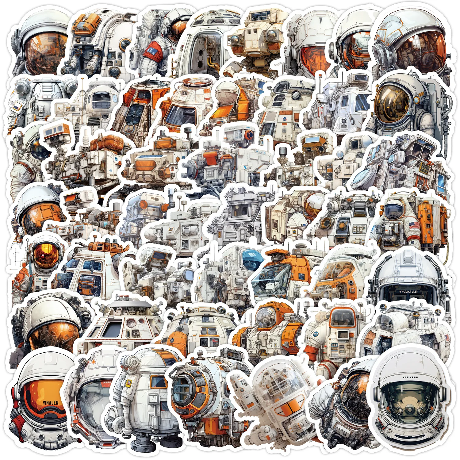 10/30/50PCS Space Equipment Astronaut Cartoon Stickers Decal Decoration Suitcase Scrapbook Phone Laptop Stationery Cool Sticker