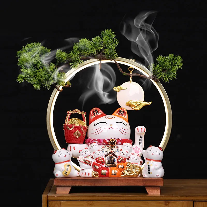 Lucky cat ornament opening automatic shaking front desk checkout page home living room decoration rich cat gifts