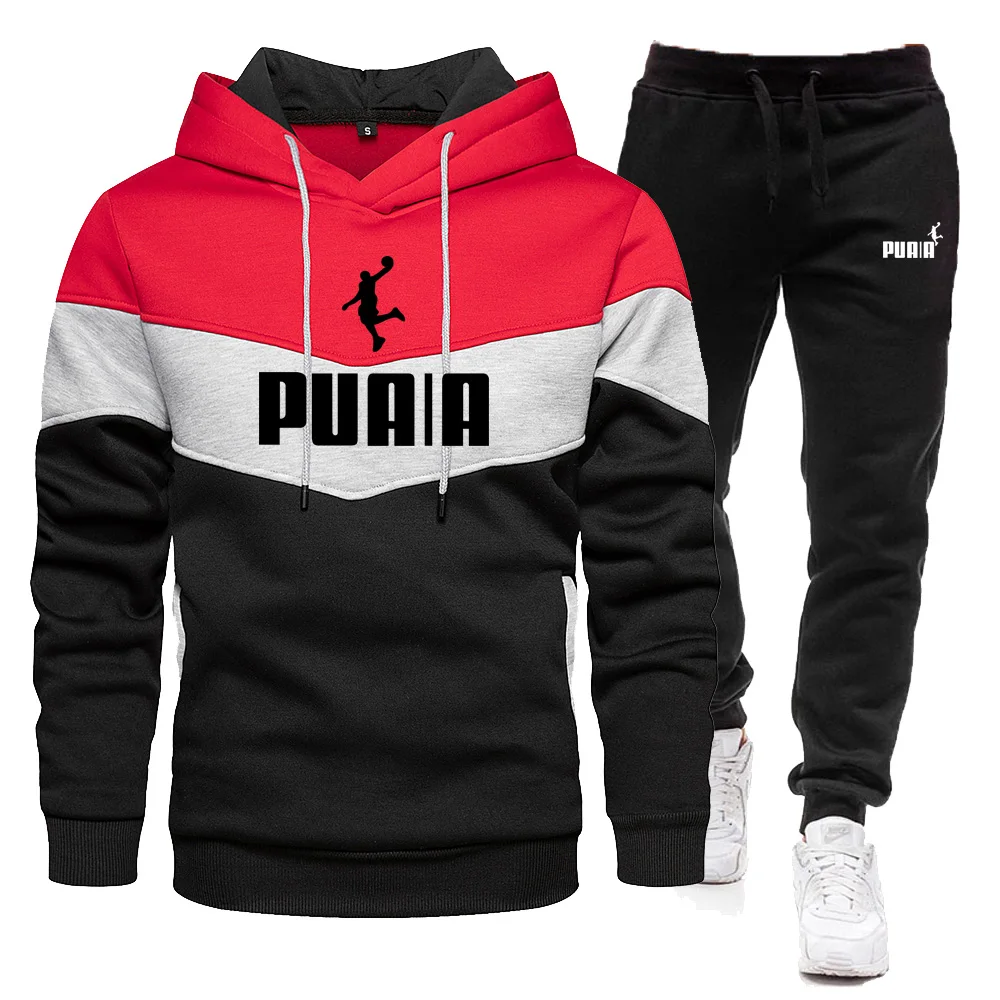 2 Pieces Sets Tracksuit Hooded Sweatshirt +Drawstring Pants Male Sport Hoodies Running Sportswear Men Women Brand Autumn Winter