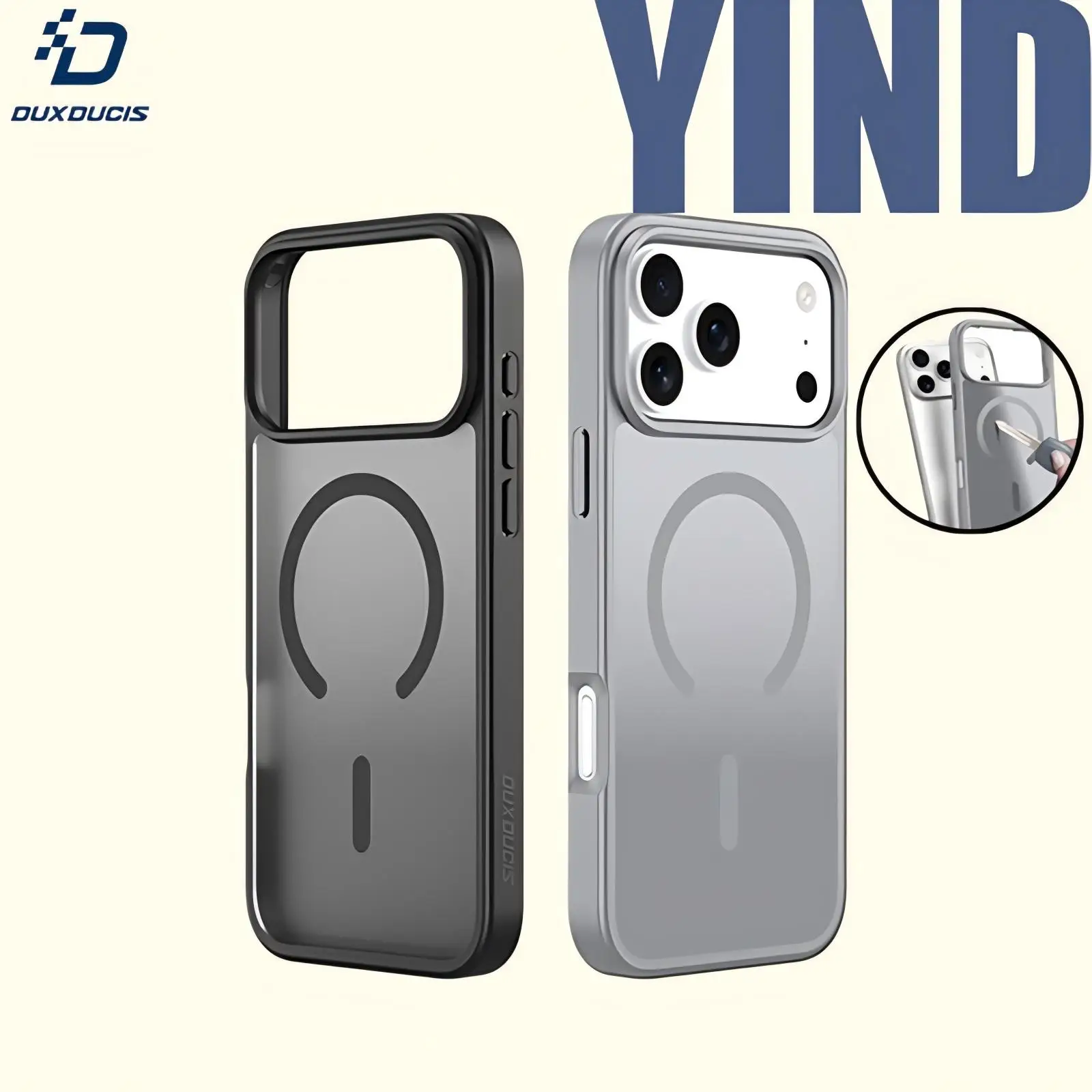 Coque transparente mate magnétique DUXDUCIS pour iPhone 18/17 Pro Max, 18/17 Pro, antichoc, anti-traces de doigts, protection rigide en PC pour l'appareil photo.