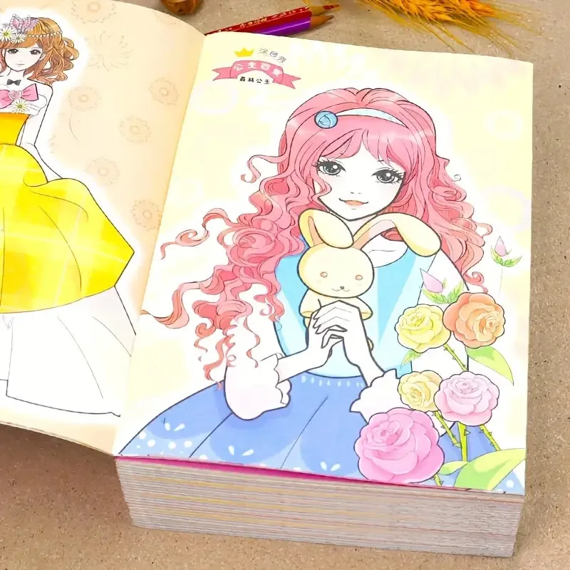 2 Stück Prinzessin Schönes Mädchen Malbuch Niedliche Anime Manga Charaktere Zeichenbuch Premium Dickes Papier Skizzenbuch Stil Journal – Detail 3