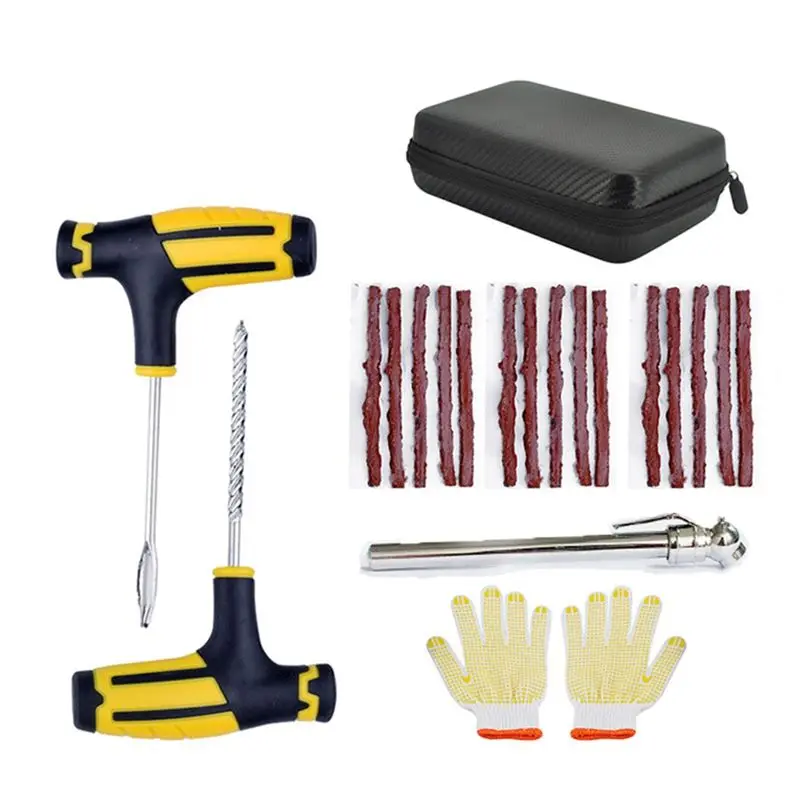 

A30F-Car Tire Repair Kit Puncture Plug Tools Tyre Puncture Emergency For Tire Strips Stirring Glue Repair Tool Kit