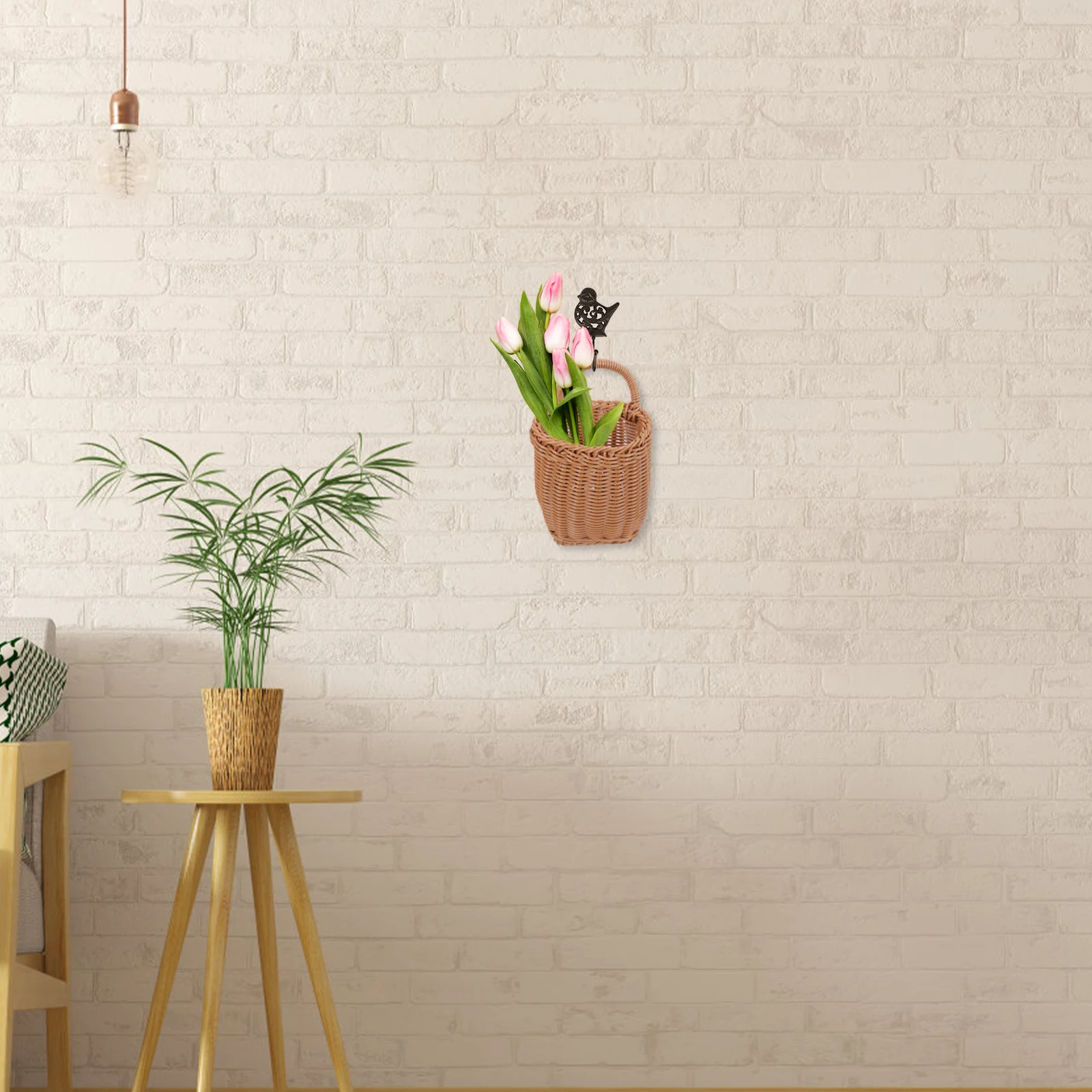 

Wall Hanging Storage Basket Seagrass Fruit Bag Front Door Office Wicker Planter Rattan Weaving Kitchen Living Room Storage
