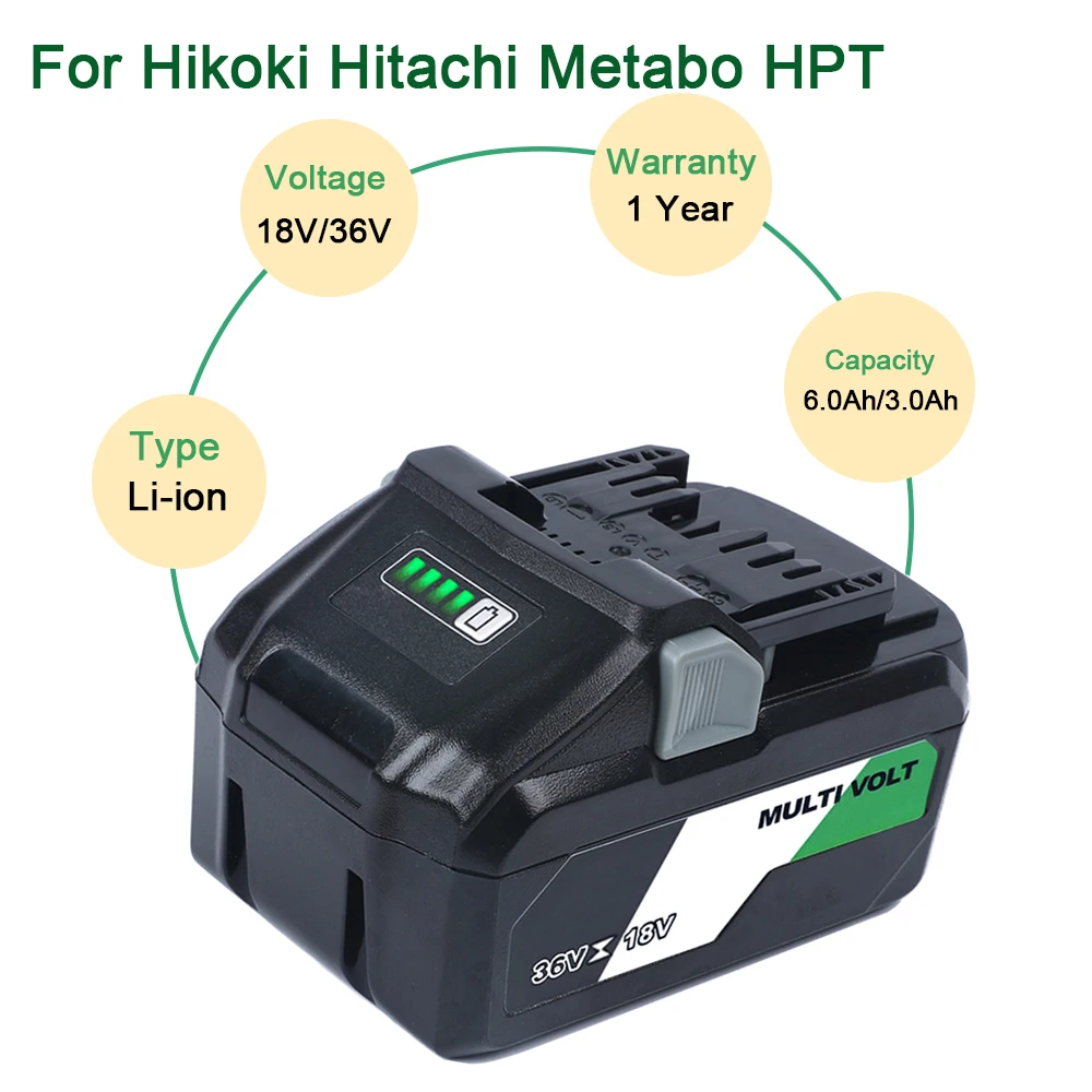 for Hitachi 36V 6000mAh/18V 3000mAh BSL36A18 BSL36B18 MultiVolt rechargeble battery Replacement for Hikoki Hitachi Metabo HPT