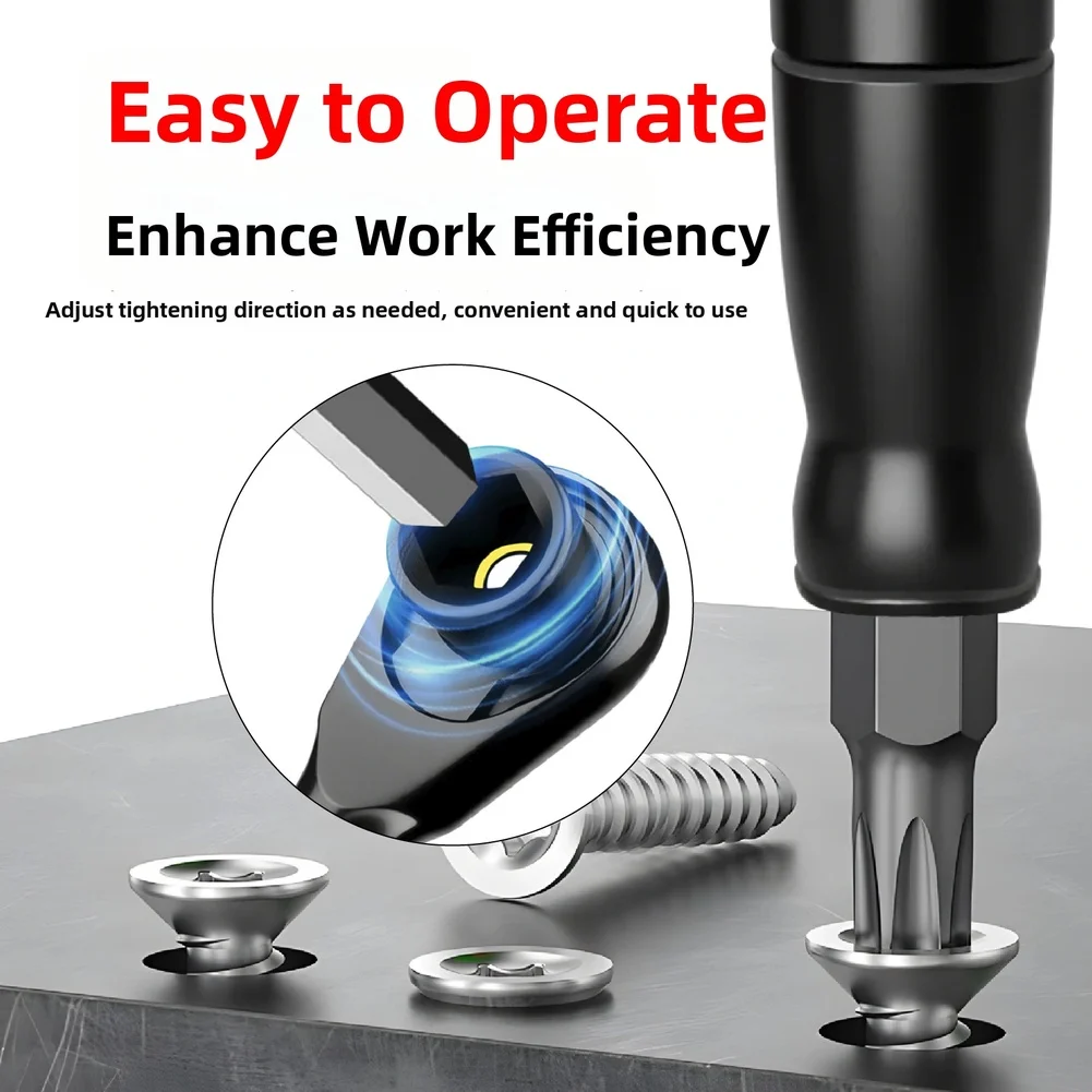 1/4 Inch Ratchet Wrench with 72 Tooth Fine Pitch Gear Dual Direction Lever and Ergonomic Hex Handle for Confined Areas