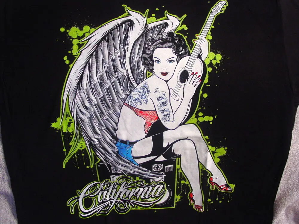 TATTOO ANGEL CALIFORNIA GUITAR MUSIC T-SHIRT