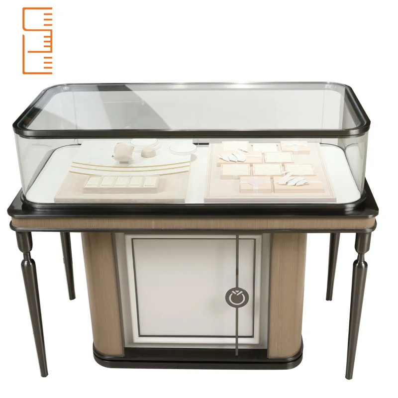 

Custom. Custom commercial acrylic stainless steel wood glass kiosk display set cabinet stand luxury jewelry showcases