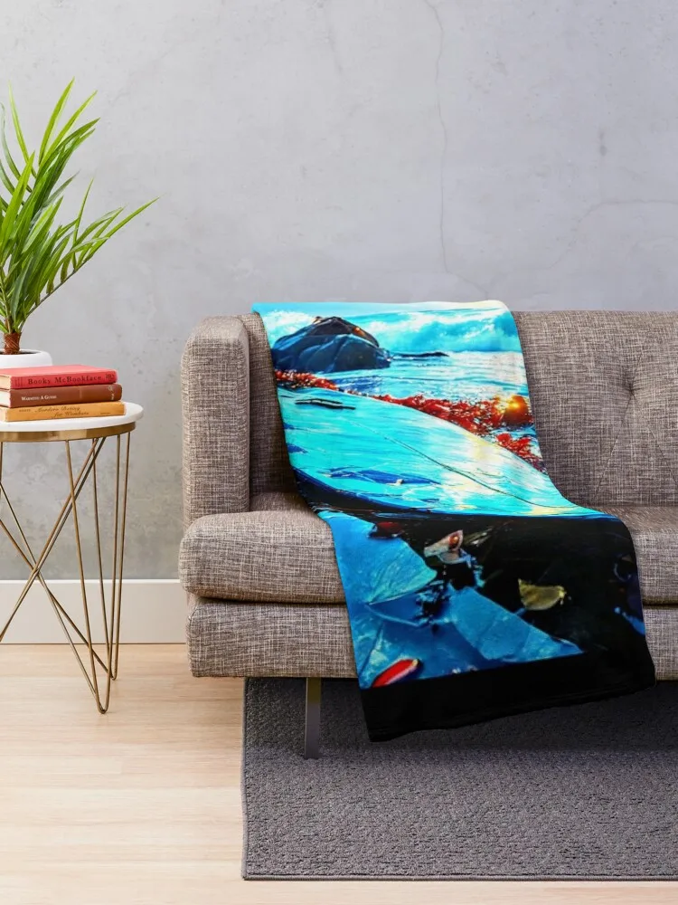 Surfboard Sunrise Throw Blanket Beach Sofas Furry Blankets