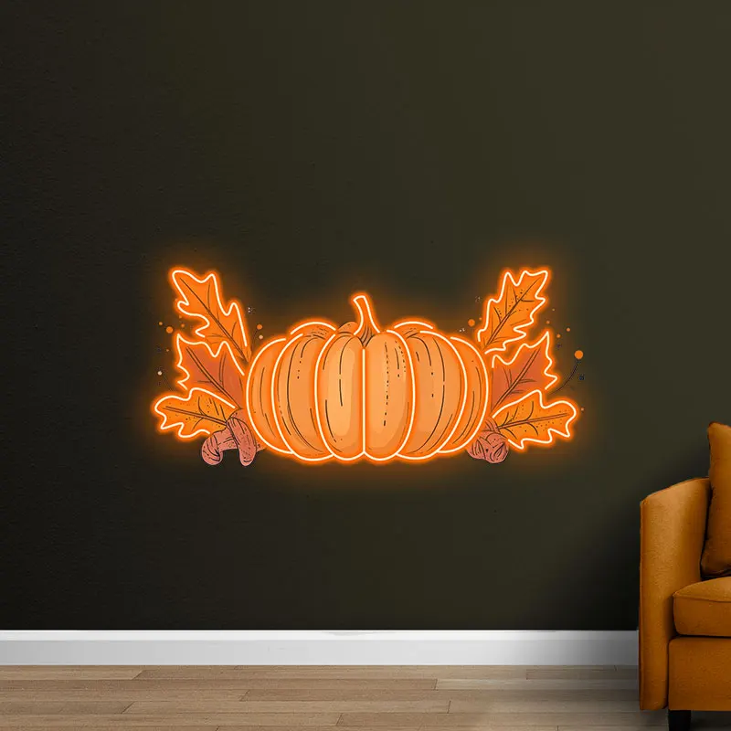 Toysign Custom Neon Sign, Pumpkin Neon Sign Light, Cozy Thanksgiving LED Decoration for Fall, Warm Autumn Vibes, Home Wall Decor