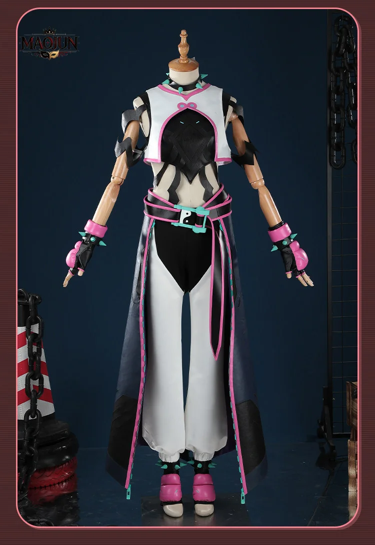 Ow 2 Street Fighter 6 Crossover Kiriko Juri Cosplay Costume Women Full Set White Pink Fighting Outfit Vest Long Robe Pants