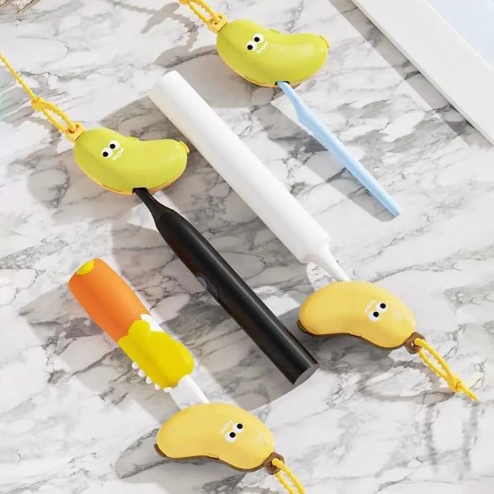 

2Set 2 in 1 Banana Shape Toothbrush Cover Dustproof Protective Banana Toothbrush Covers with Toothpaste Dispenser