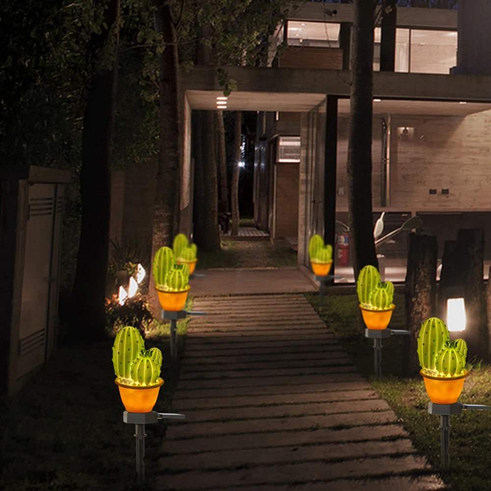 1/2Pcs LED Solar Light Outdoor Waterproof Pineapple Cactus Decorative Garden Light Solar Powered Landscape Lamp for Lawn Pathway