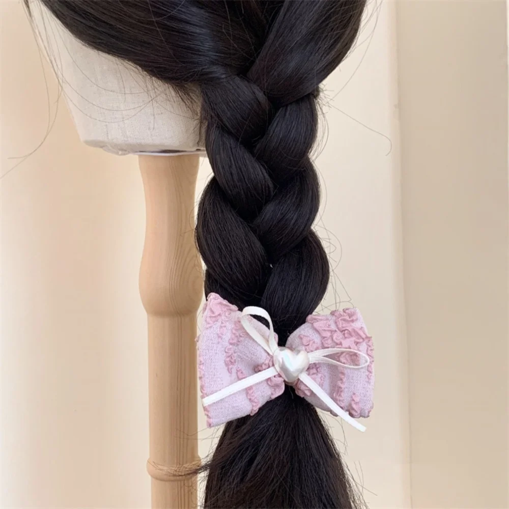 New Trendy Ballet Ribbon Bow Hairband Cream Pink Mesh Scrunchies Bowknot Spring Clip Hair Accessories For Women