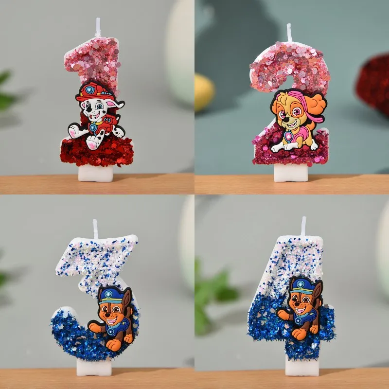 

0-9 Paw Patrol Themed Number Candles for Kids Happy Birthday Cake Decoration Baby Shower Anniversary Party Event Supplies Gifts