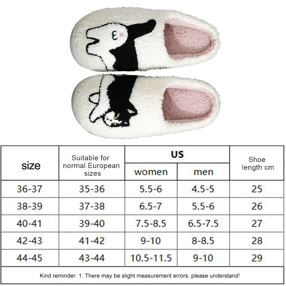 Plush Cow Cat Slippers Cute House Slippers Non-Slip Kawaii Furry Slippers Comfortable Warm Couple Slippers for Autumn Winter