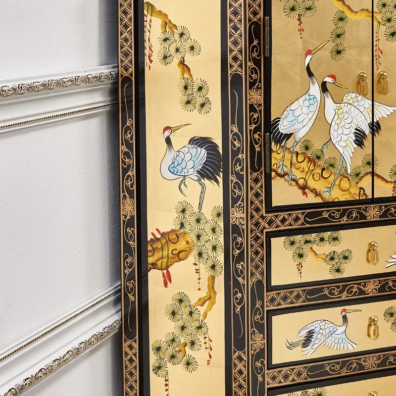 Q Ming and Qing classical gold foil corner cabinet storage triangle side cabinet painted piano lacquer
