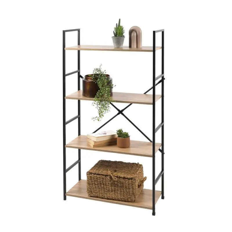 Starley-shelf staircase black METAL and wood 4 levels 58,5X23,5X112CM