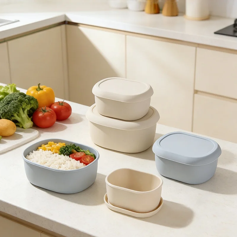 Silicone Lunch Box Leak-proof Lunch Container200/300/600ML Food Storage Container Suitable for Work School or Picnics