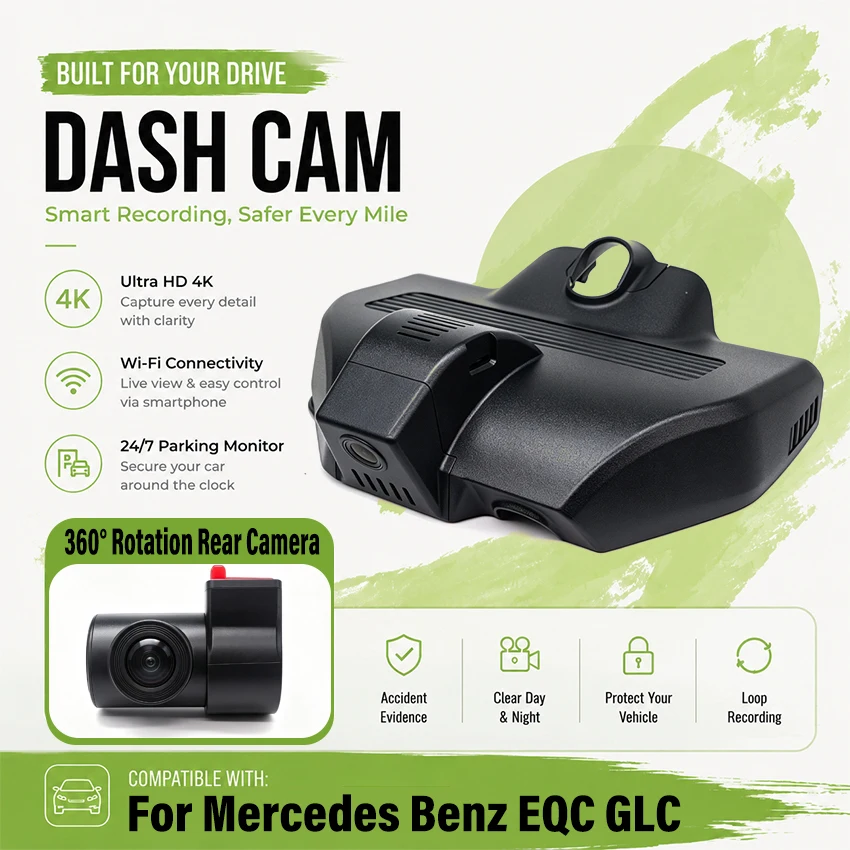 New 4K WiFi Wireless Car DVR DashCam for Mercedes Benz GLC X253 GLC Coupe C253 AMG GLC43 GLC63 EQC400 EQC GLC300 GLC300d GLC300e