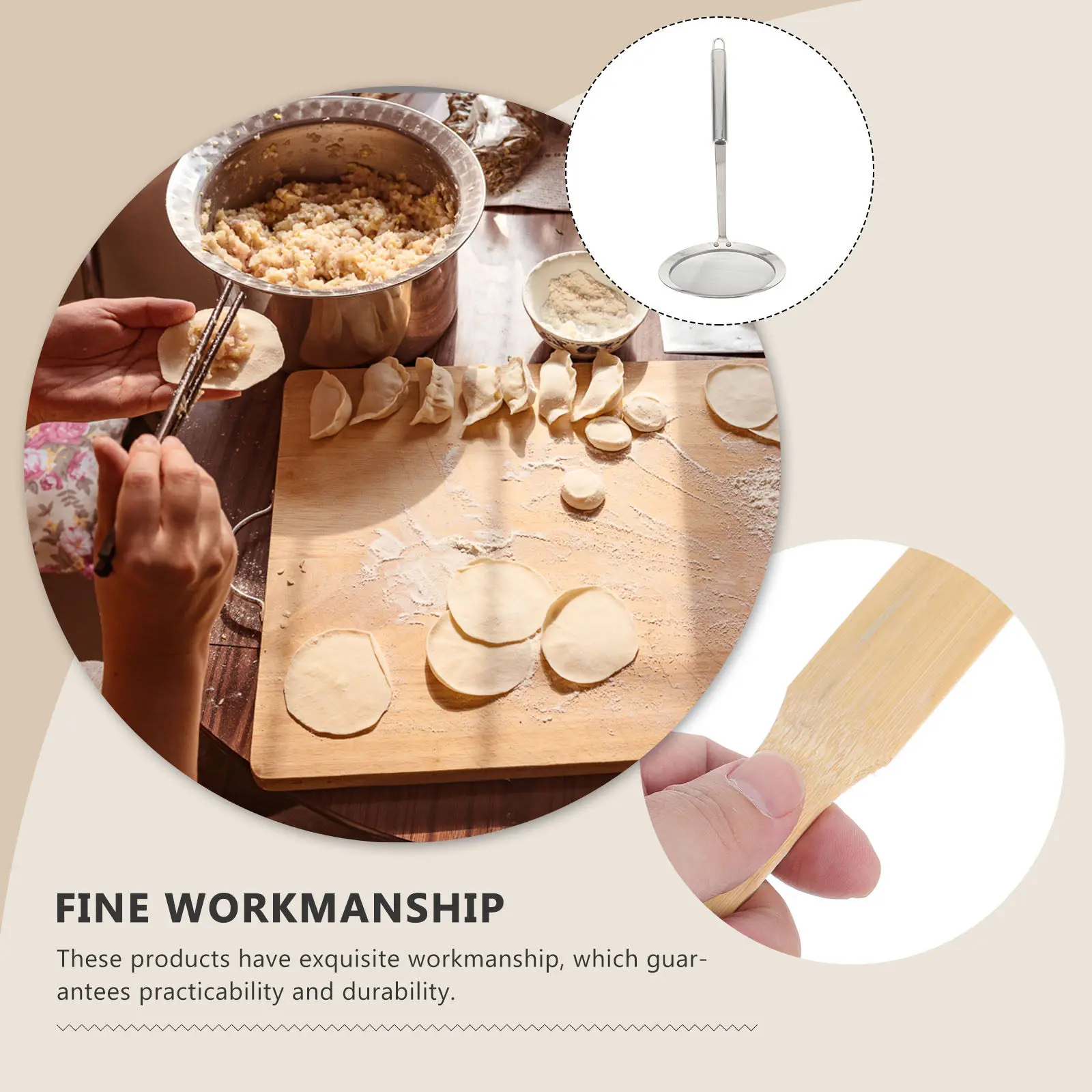 Juego de 6 Cucharas de Bambú para Rellenar Dumplings, Herramientas para Hacer Wontons, Cucharas para Rellenar Raviolis, Empanadas, Mini Pasteles, Utensilios de Cocina