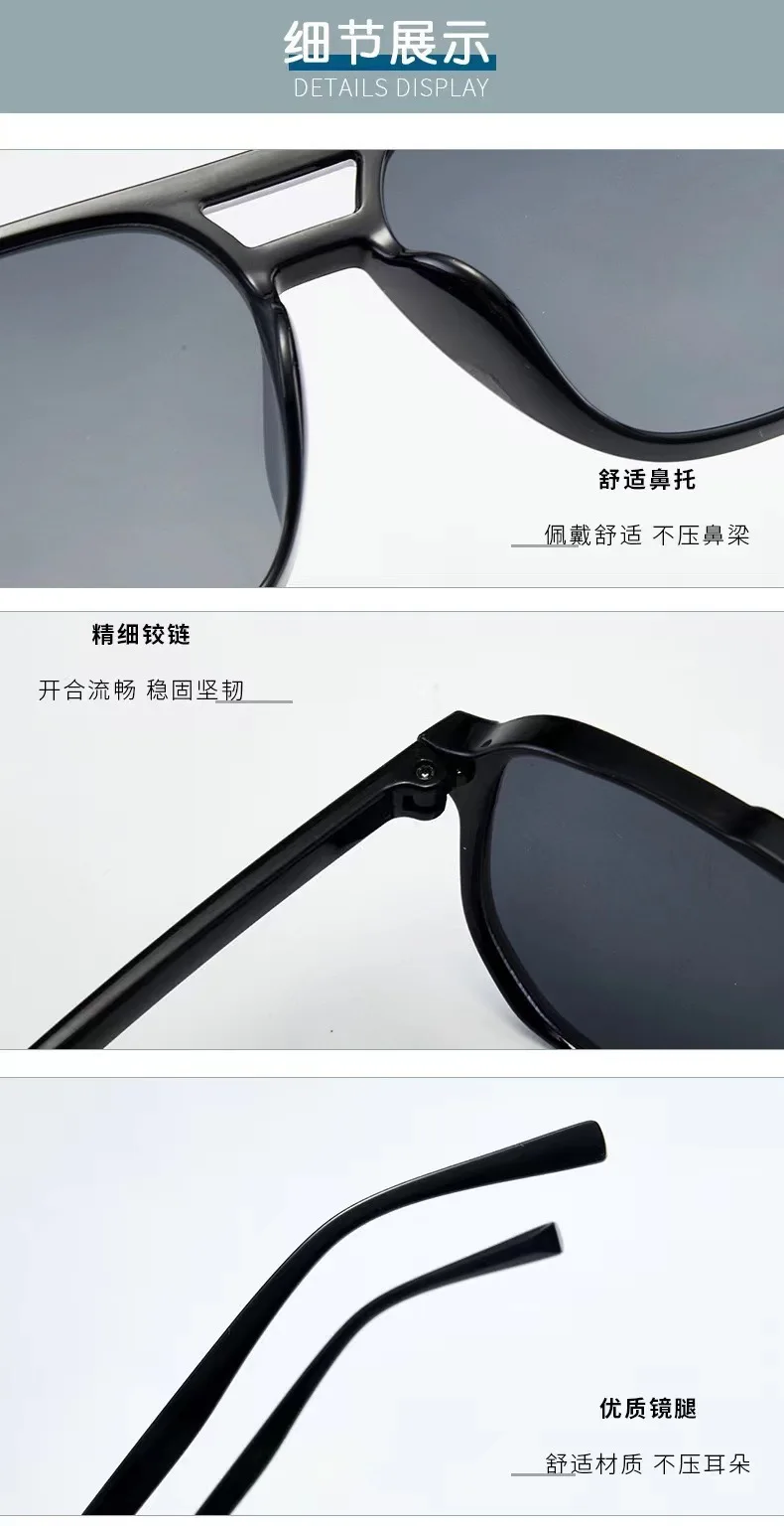 Square Big Frame Sunglasses for Men and Women Lightweight Frame Black Yellow Sun Glasses with UV Protection