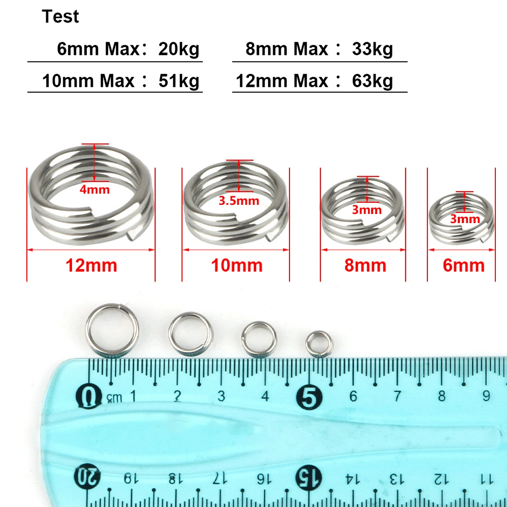 FTK 10Pcs/lot Silver Stainless Steel Double Layer Fishing Split Ring High Quality Fishing Connector Accessories Wholesale - view 3