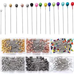 100Pcs/Box Colorful Round Stainless Steel Pearl Head Positioning Pin Big Head Needle For DIY Sewing Positioning Accessories