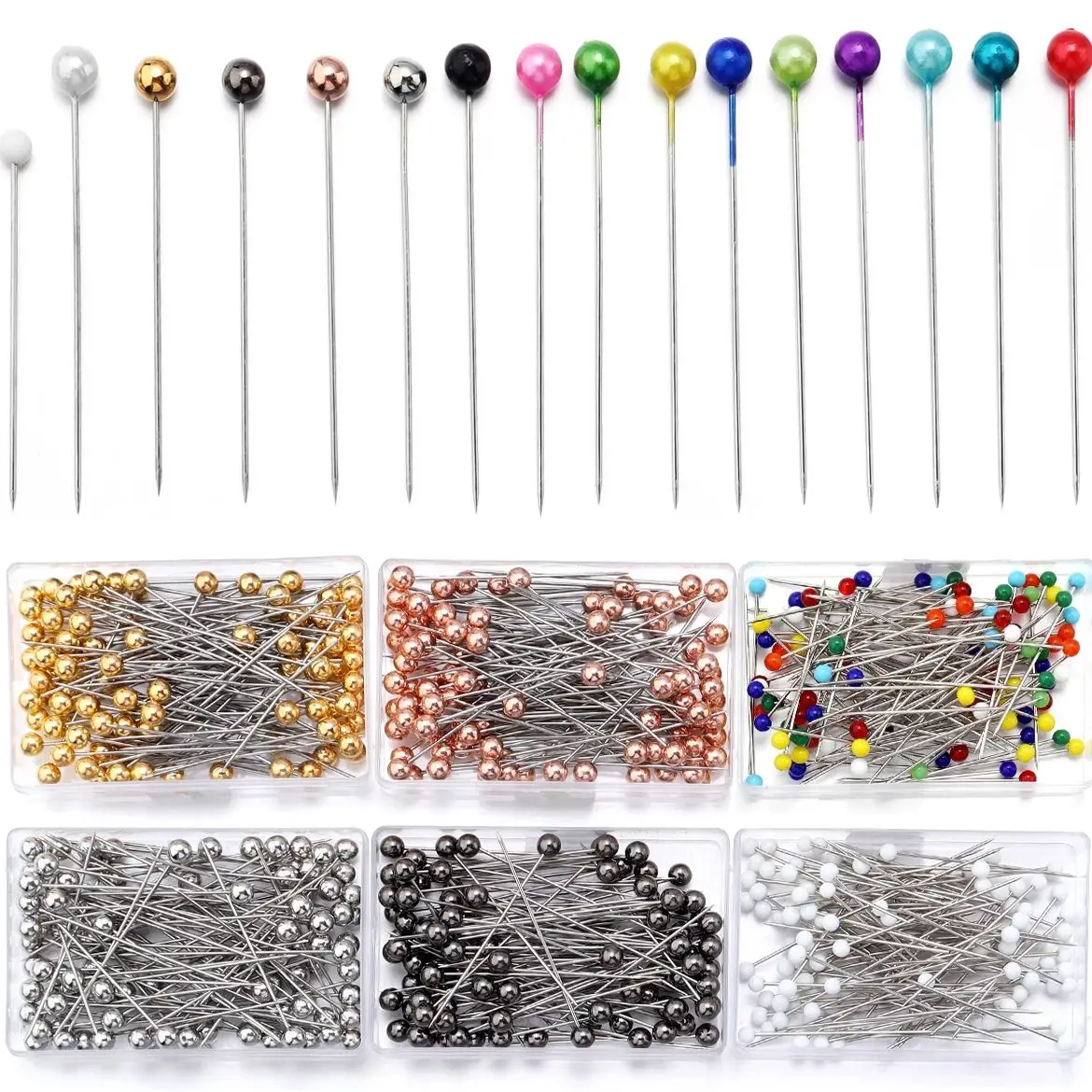 100Pcs/Box Colorful Round Stainless Steel Pearl Head Positioning Pin Big Head Needle For DIY Sewing Positioning Accessories