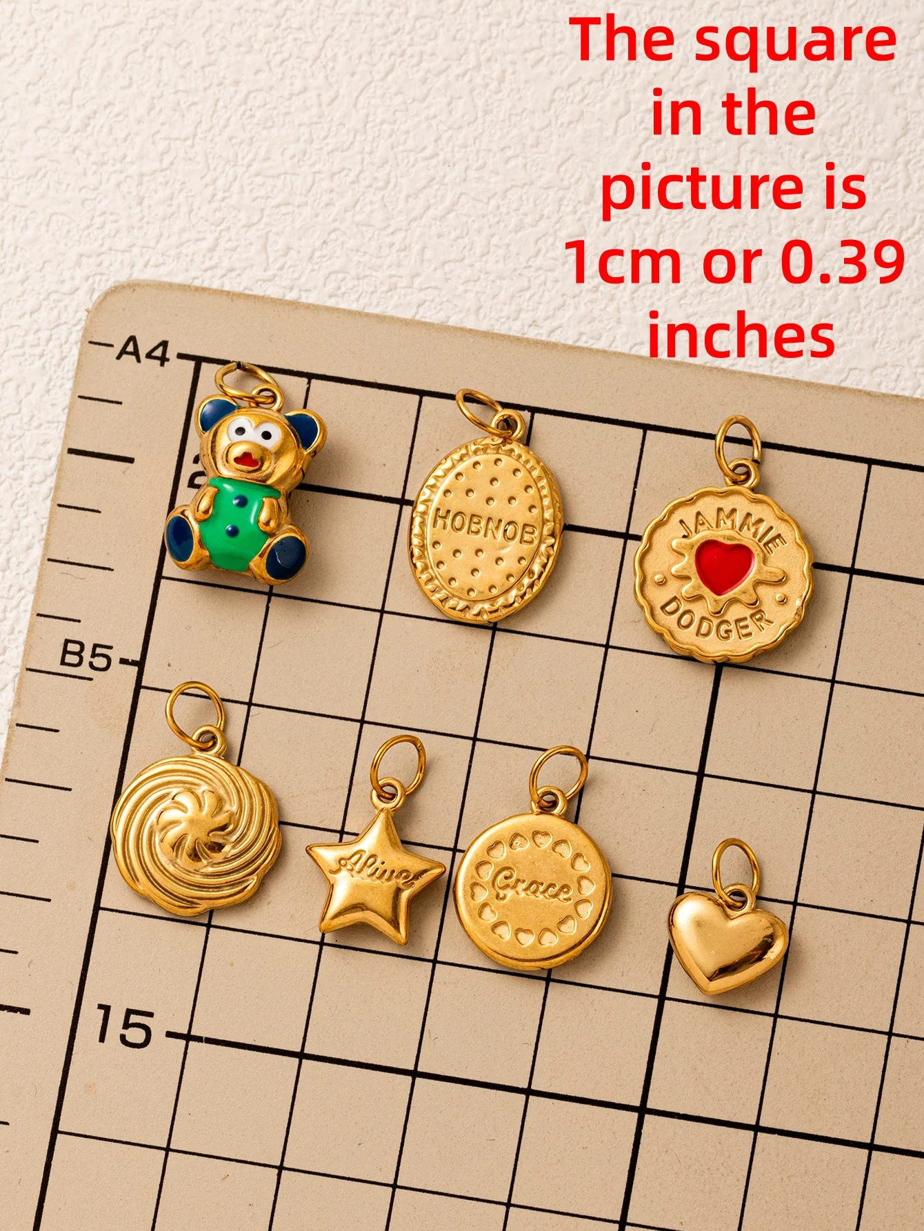 Edelstahl Modischer und Eleganter Teddybär Haferkeks Vitality DIY Anhänger Charms für Schmuck – Detail 1
