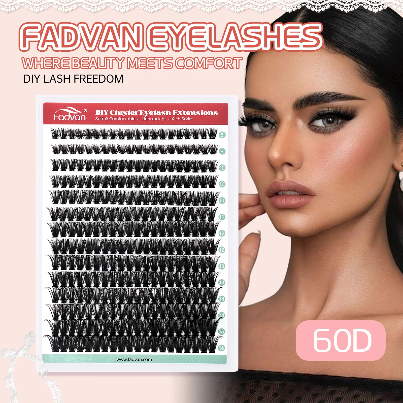 

Fadvan DIY Cluster Lashes 14Rows 20D 30D 40D 50D 60D 80D 100D D Curl Eyeslash Extension Lash Clusters Face Makeup Eyelashes