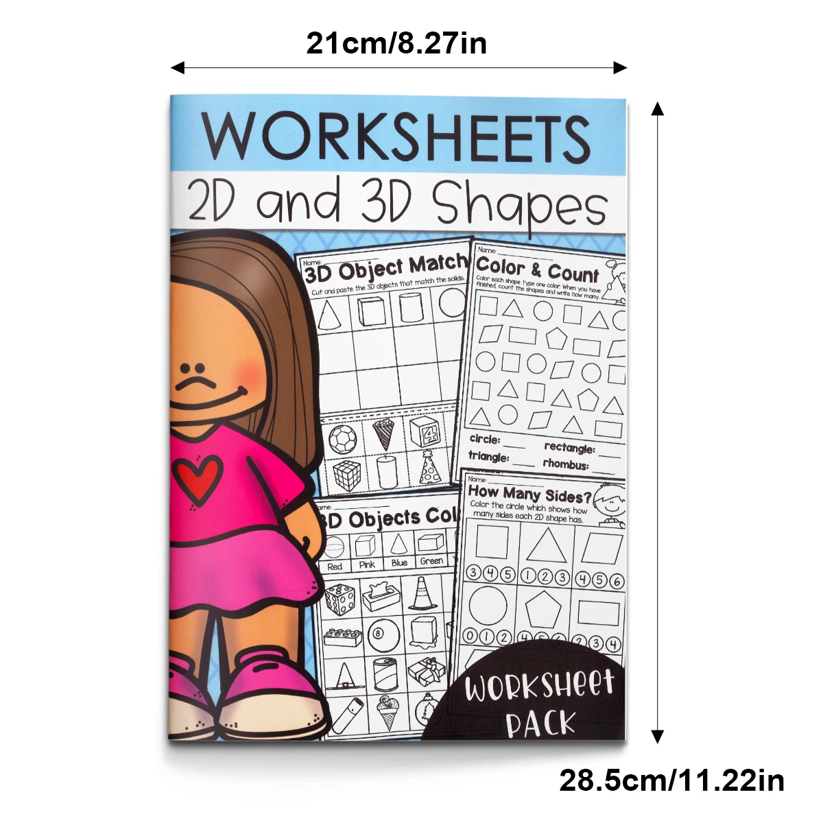 2D & 3D Shapes Worksheets for Homeschool & Classroom - Math Practice Sheets with Color & Count, Identifying Geometric Shapes