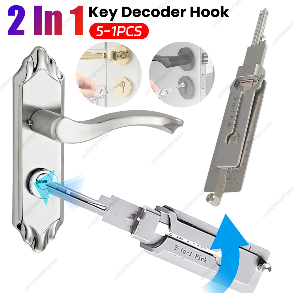 1/2PCS Keys Decoder Hook Tool 2 In 1 Precision Hook & Pick Set Lock Decoder O-ring Pickup Kit Stainless Steel Precision Tools ﻿