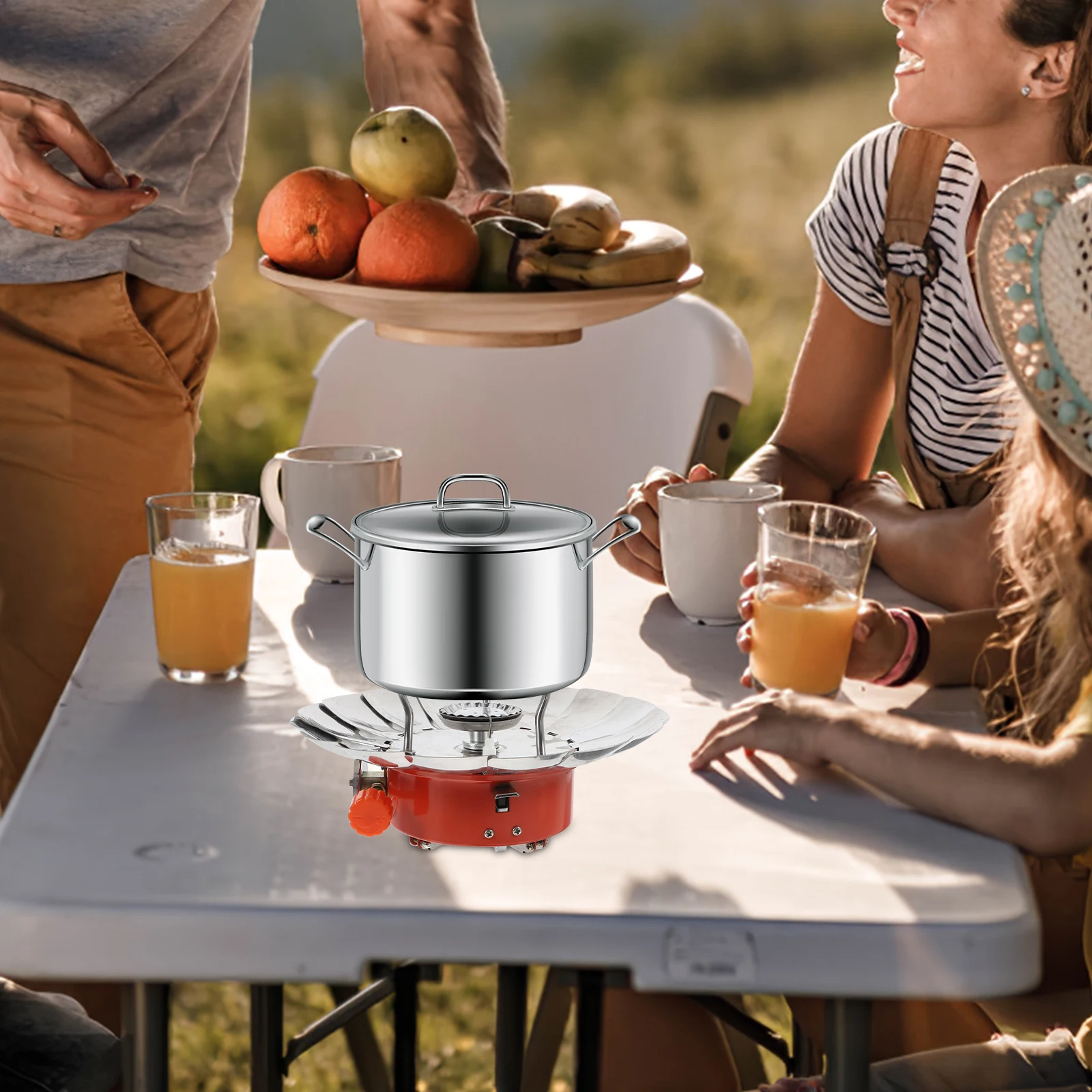 

Portable Mini Stove Picnic Camp Outdoor Propane Gas Windproof Lotus Furnace End Camping BBQ Hiking Fishing Trachea Connection