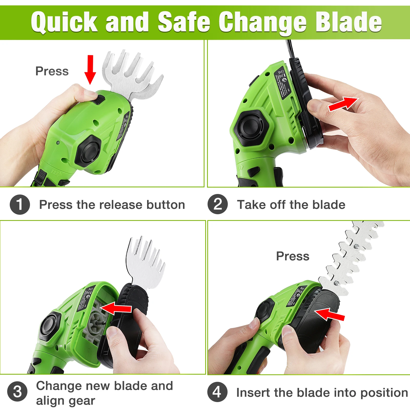 WORKPRO 7.2V Cordless Hedge Trimmer Grass Shear Electric Shrubbery Cutter Portable Cutter Trimmer 2 in1 Rechargeable Garden Tool