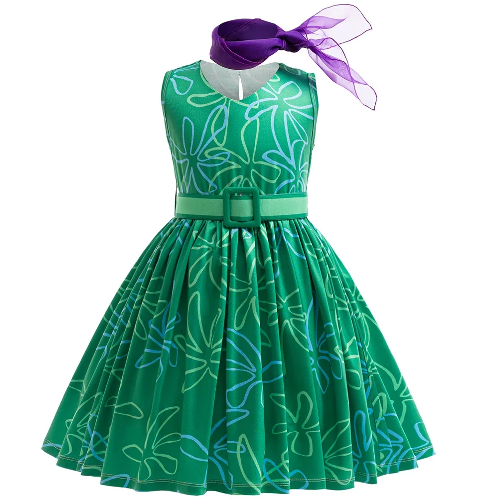 Meisjes Cartoon Bloemenprinses Jurk, Indoor Film Cosplay Kostuum Met Pruik, 2 Stuks, Voor Halloween Feesten En Carnavals