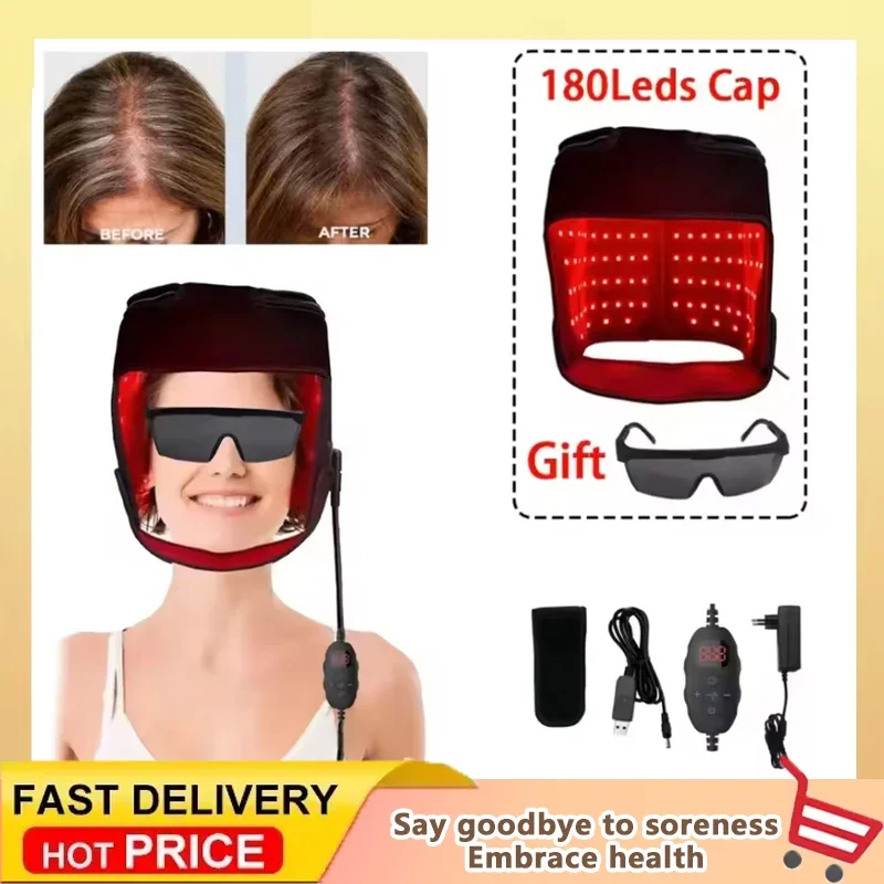 

Red Light Hats for Hair Regrowth Infrared Light Cap Thinning Anti Hair Loss Anxiety Stress Reduce Migraine Scalp Relax Massager