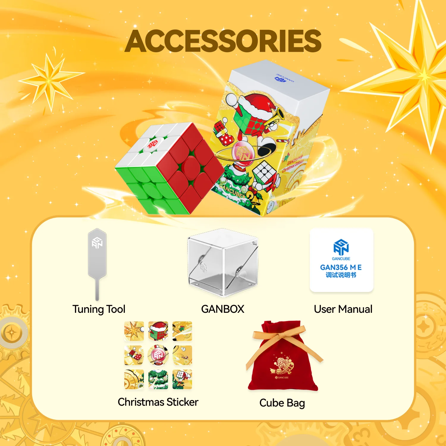 GAN356 Me edición limitada de Navidad 3x3x3 cubo sin pegatinas rompecabezas mágico regalos para niños Fidget juguetes profesionales