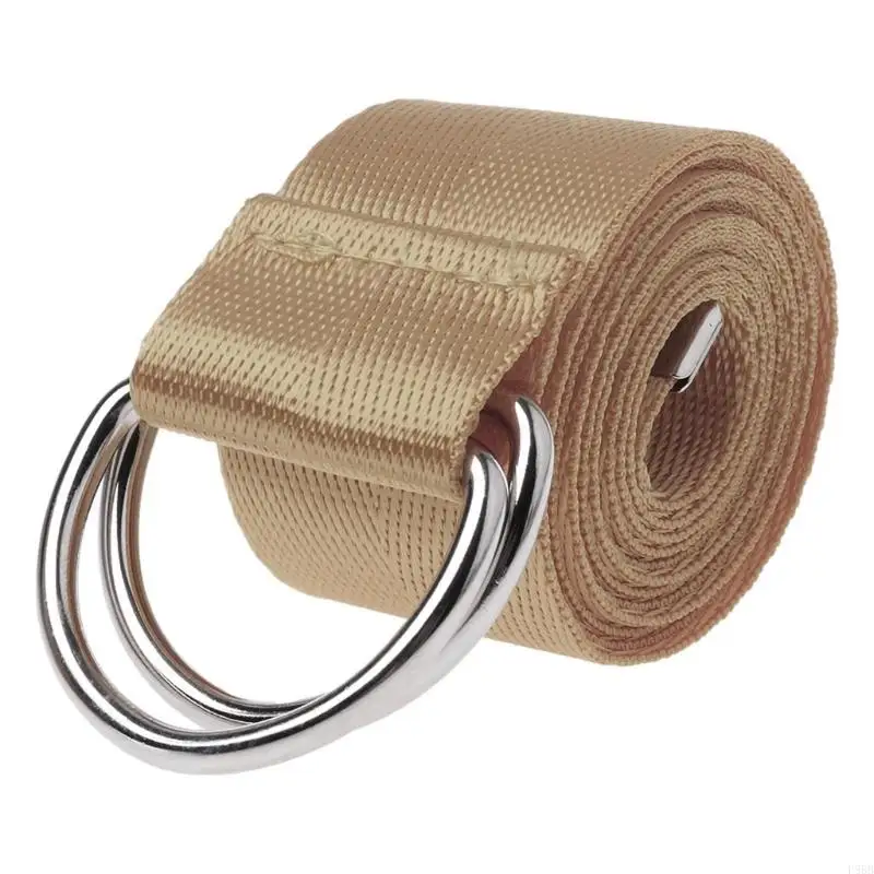 P88B Double Ring Buckle Waist Belt Candy Color Canvas Solid Color For Men And Women