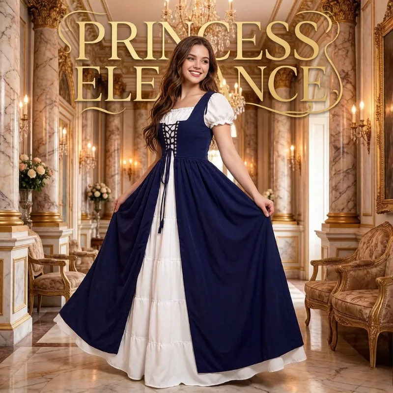 

Women Medieval Gothic Lolita Dress S-3XL, Off Shoulder Short Sleeve Cinched Waist Maxi Dress, Retro Court Cosplay Party Outfit