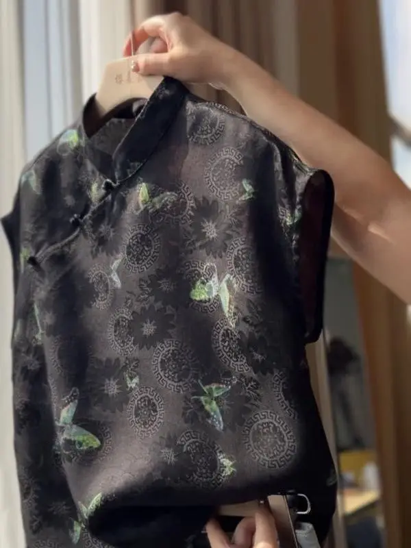 

Unique Bla Women's irt Trendy Korean Sle Loose Fit Summer 2025 New Chinese National Sle Commute Faion